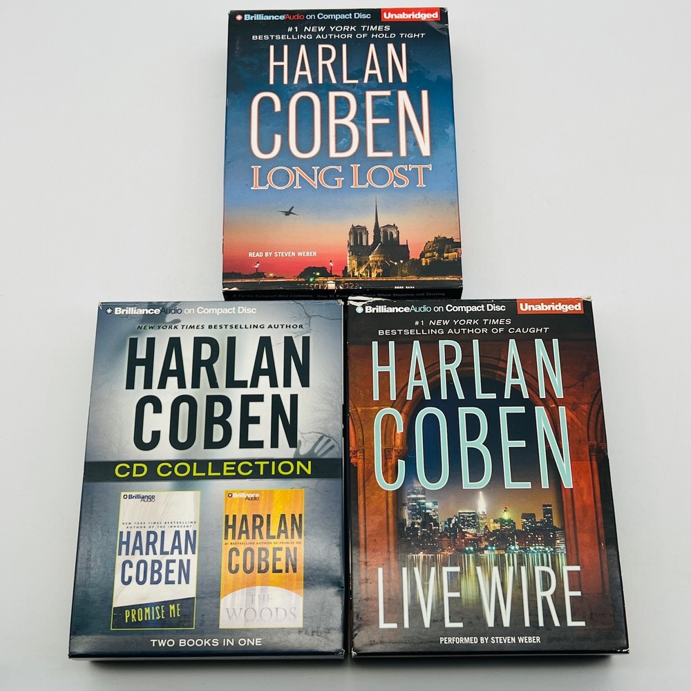 Harlan Coben Audiobook CD Lot Long Lost Live Wire Promise Me Woods